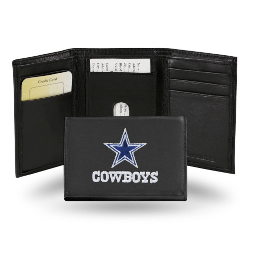 4" Black and Blue NFL Dallas Cowboys Embroidered Trifold Wallet - IMAGE 1