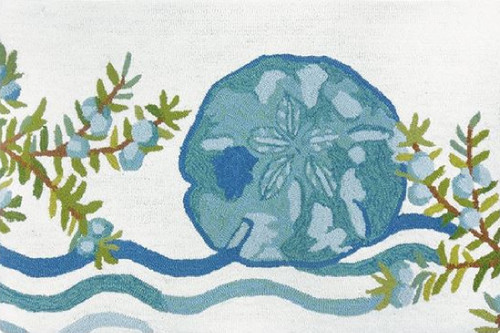 22” x 34” Blue and White Ocean Tide Sand Dollar Area Rug - IMAGE 1