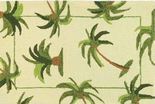 5’ x 7’ Green and Beige Palm Tree Indoor/Outdoor Area Rug - IMAGE 1