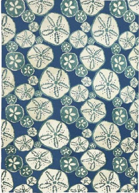 3' x 5' Blue and White Surfside Sand Dollars Rectangular Indoor Accent Rug - IMAGE 1