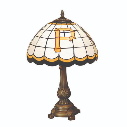 19.5" White and Yellow MLB Pittsburgh Pirates Tiffany Table Lamp - IMAGE 1