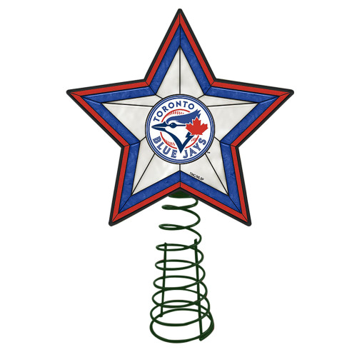 10" Lighted Blue and White Star MLB Toronto Blue Jays Christmas Tree Topper - IMAGE 1