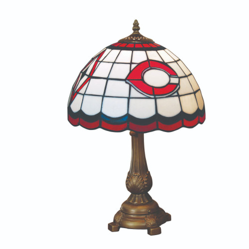 19.5" White MLB Cincinnati Reds Tiffany Table Lamp - IMAGE 1