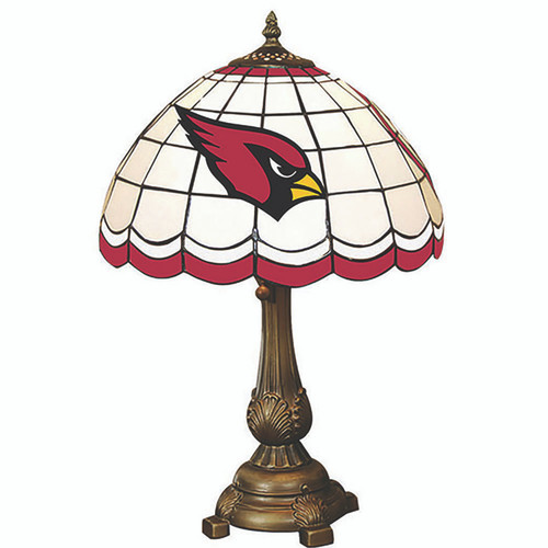 19.5" Red and Black NFL Arizona Cardinals Tiffany Table Lamp - IMAGE 1