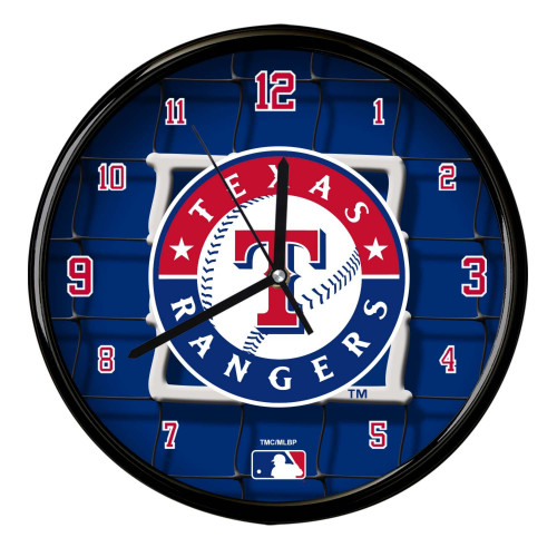 11.5" Blue and Red MLB Texas Rangers Net Wall Clock - IMAGE 1