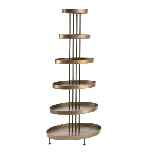 67" Burnished Gold Finish Six Tier Oval Display Tower Shelf - IMAGE 1