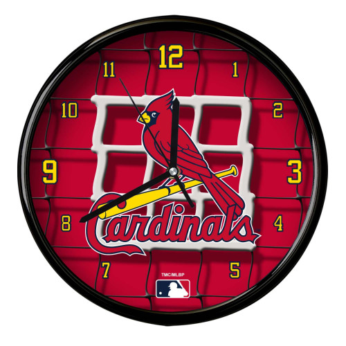 11.5" Red and Yellow MLB St. Louis Cardinals Net Wall Clock - IMAGE 1