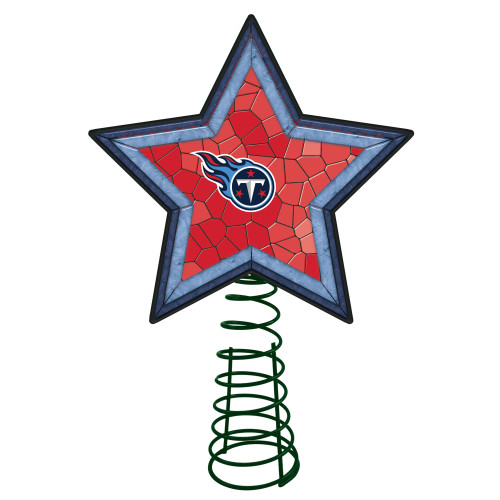 10" Lighted Red and Blue Star NFL Tennessee Titans Christmas Tree Topper - IMAGE 1