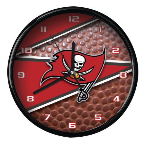 11.5" Red and Brown NFL Tampa Bay Buccaneers Wall Clock - IMAGE 1