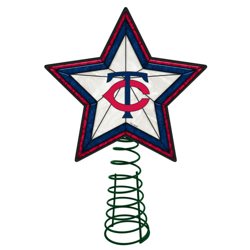 10" Lighted Red and Blue Star MLB Minnesota Twins Christmas Tree Topper - IMAGE 1
