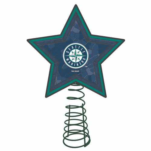 10" Lighted Green and Blue Star MLB Seattle Mariners Christmas Tree Topper - IMAGE 1