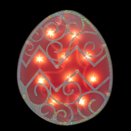 Lighted Easter Egg Window Silhouette Decoration - 12" - Pink - IMAGE 1