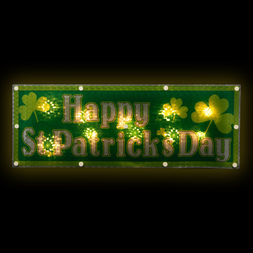 Lighted Holographic Happy St. Patrick's Day Window Decoration - 17" - IMAGE 1