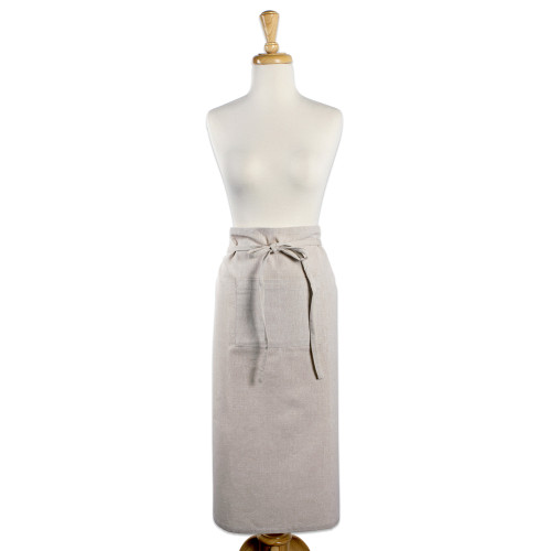 30" Gray Adjustable Chambray Cotton Bistro Apron with Pocket - IMAGE 1