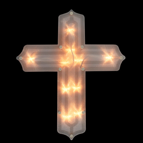 14" Lighted Religious Cross Easter Window Silhouette Decoration - IMAGE 1