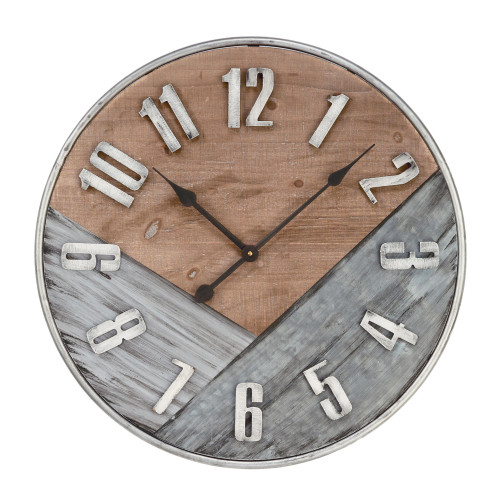 23.75" Gray and Brown Vintage Rustic Finish Wall Clock - IMAGE 1