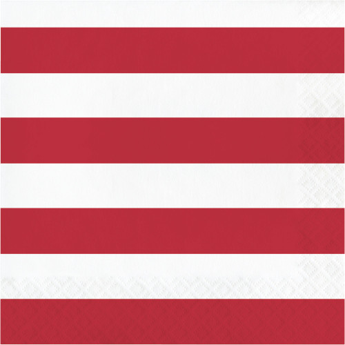 2-Ply Polka Dots and Striped Disposable Luncheon Napkins - 6.5" - Red and White - Club Pack of 192 - IMAGE 1