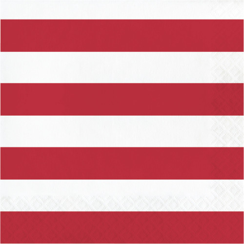 Club Pack of 192 Red and White 2-Ply Striped Luncheon Napkins 6.5" - IMAGE 1