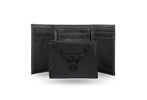 4" Black NBA Chicago Bulls Rectangular Trifold Wallet - IMAGE 1