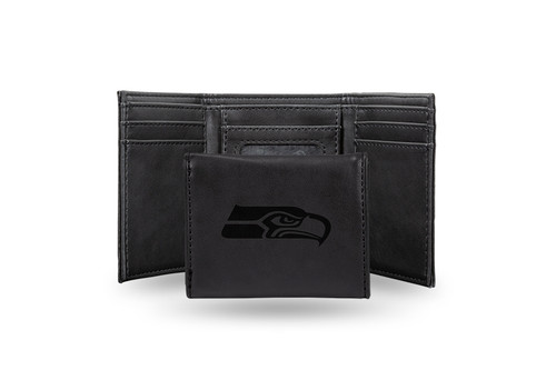 4" Black NFL Seattle Seahawks Rectangular Trifold Wallet - IMAGE 1