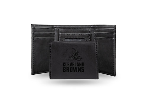 4" Black NFL Cleveland Browns Trifold Wallet - IMAGE 1