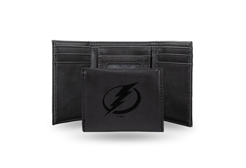 4" Black NHL Tampa Bay Lightning Rectangular Trifold Wallet - IMAGE 1