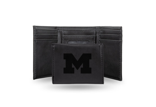 4" Black College Michigan Wolverines Trifold Wallet - IMAGE 1