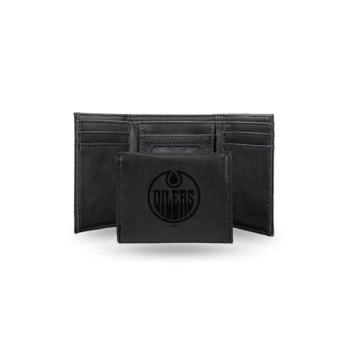 4" Black NHL Edmonton Oilers Rectangular Trifold Wallet - IMAGE 1