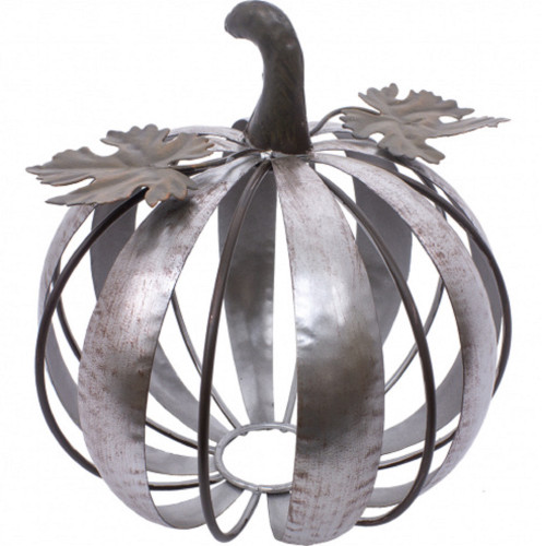 8.5" Large Bronze Metal Pumpkin - IMAGE 1