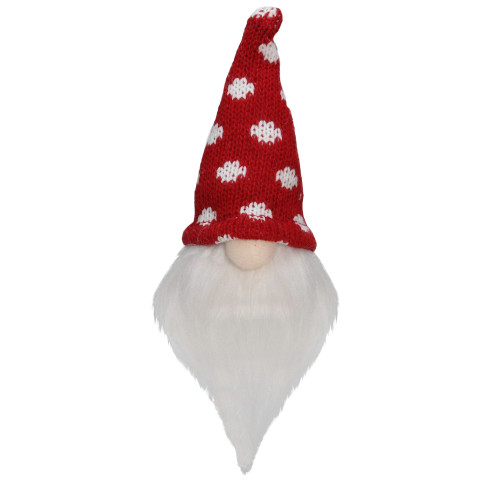 Santa Gnome with Polka Dot Hat Christmas Decoration - 5" - Red and White - IMAGE 1