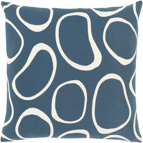 18” Blue and White Screen Printed Lachen Pillows Cover - IMAGE 1