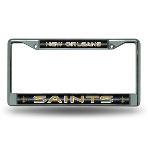 6" x 12" Black and Gold Colored NFL New Orleans Saints License Plate Cover - IMAGE 1