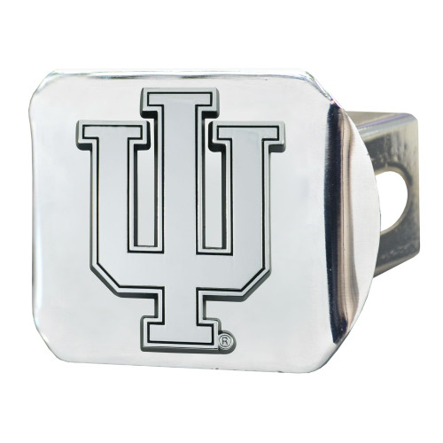 4" Stainless Steel and Gray NCAA Indiana Hoosiers Hitch Cover - IMAGE 1