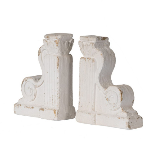 Weathered Scrollwork Bookends - 16" - White - Set of 2 - IMAGE 1