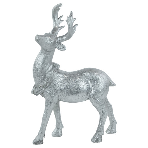10.75" Silver Reindeer Glittered Christmas Tabletop Decoration - IMAGE 1