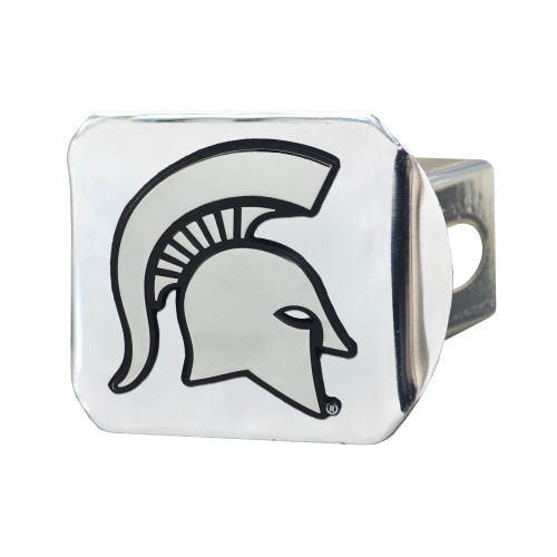 4" x 3.25" Silver and Black NCAA Michigan State University Spartans Hitch Cover Automotive Accessory - IMAGE 1