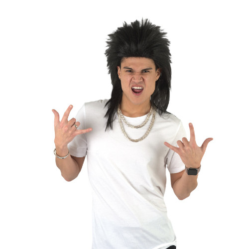 Black Spikey Rave Halloween Wig Costume Accessory- One Size Fits Most - IMAGE 1