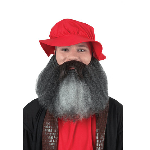 Set of Two Artistic Old Man Red Hat and Gray Beard Halloween Costume Accessory Set- One Size Fits Most - IMAGE 1