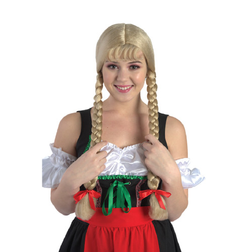Blonde Braids Dutch Girl Halloween Wig Costume Accessory - One Size Fits Most - IMAGE 1