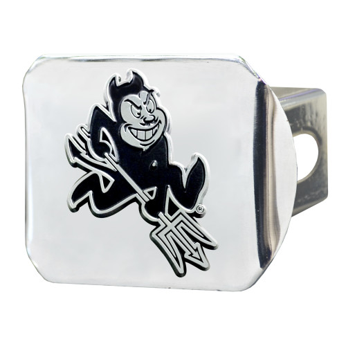 4" Stainless Steel and Black NCAA Arizona State Sun Devils Hitch Cover - IMAGE 1