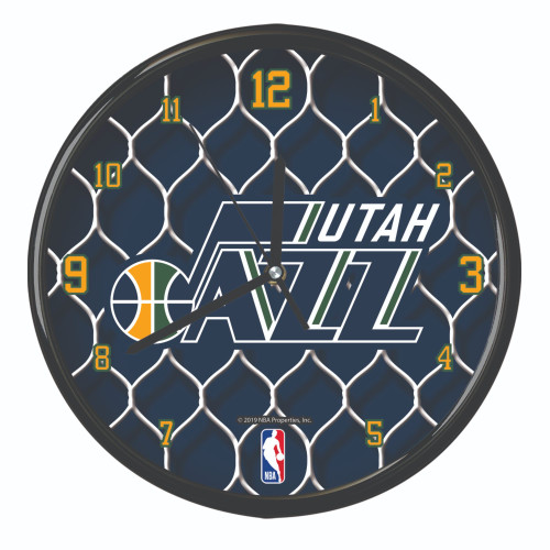 11.5" Navy Blue and White NBA Utah Jazz Net Wall Clock - IMAGE 1