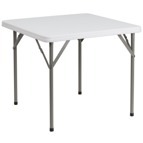 34.25" White Square Contemporary Outdoor Patio Folding Table - IMAGE 1