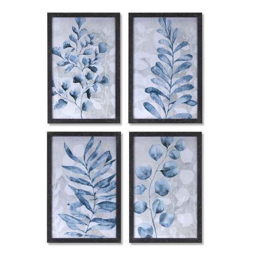 Pack of 4 Blue and White Assorted Foliage Print Frames 23.75" - IMAGE 1