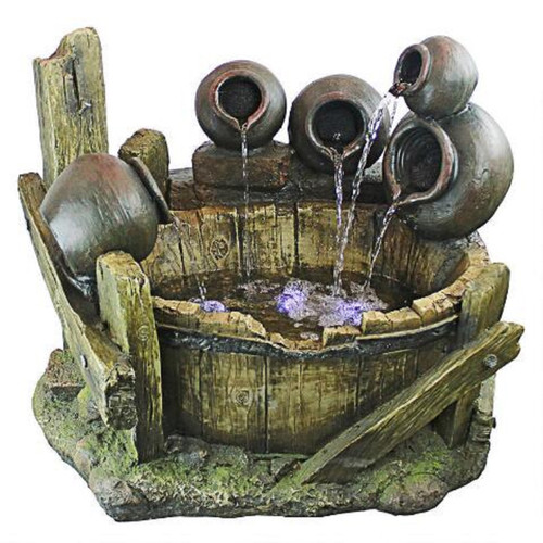 31.5" Urns And Barrel Illuminated Outdoor Garden Statue - IMAGE 1