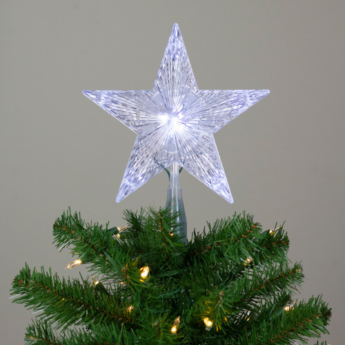 10" LED Lighted 5 Point Star Christmas Tree Topper - Clear Lights ...