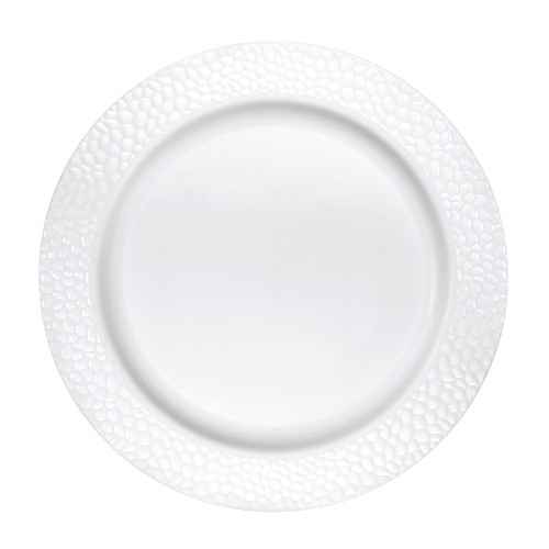 Club Pack of 120 White Disposable Pearl Pebble Dinner Plates 10" - IMAGE 1