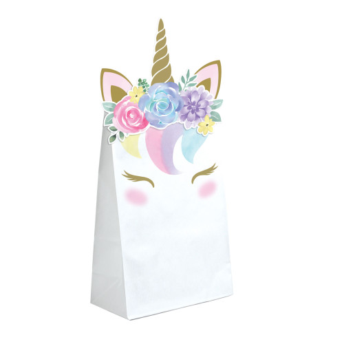 Club Pack of 96 White and Pink Unicorn Baby Shower Treat Bags 8" - IMAGE 1