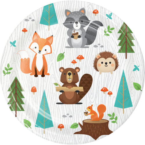 Disposable Wild One Woodland Paper Party Luncheon Plates - 7" - Club Pack of 96 - IMAGE 1