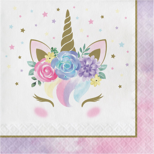 Unicorn Baby 2 Ply Disposable Luncheon Napkin - 6.5" - Club Pack of 192 - IMAGE 1