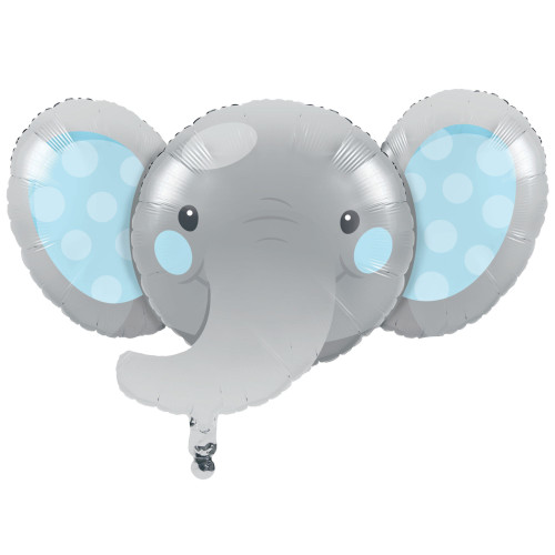 Pack of 10 Gray and Blue Metallic Enchanting Elephant Boy Birthday Party Balloons - IMAGE 1